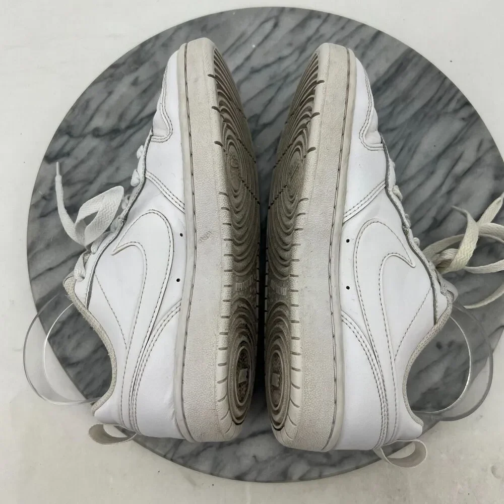 Nike Court Borough Shoes Youth Big Kid 4Y Triple White Leather Low Top Lace